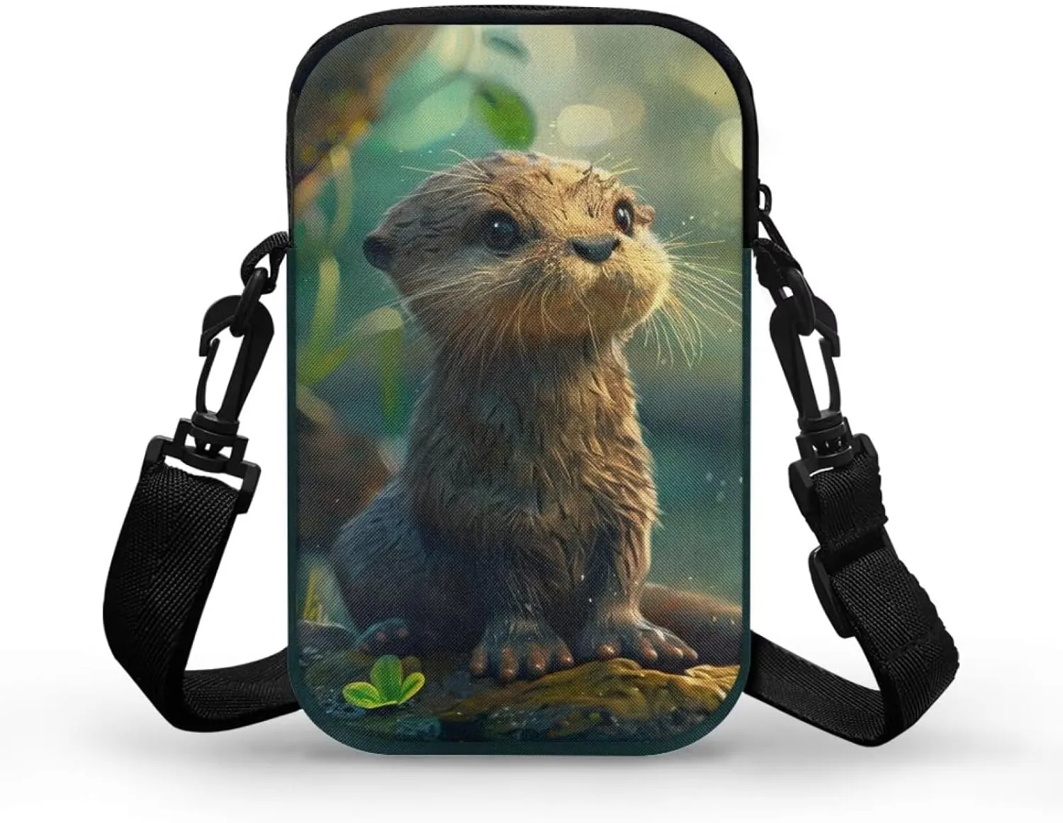 TODIYADDU Cute River Otter Shoulder Bag for Women Men Novelty Crossbody Sling Bag with Adjustable Strap Small Cell Phone Purse Holder Wallet Portable Handbags Everyday Bags Nice Gifts-1