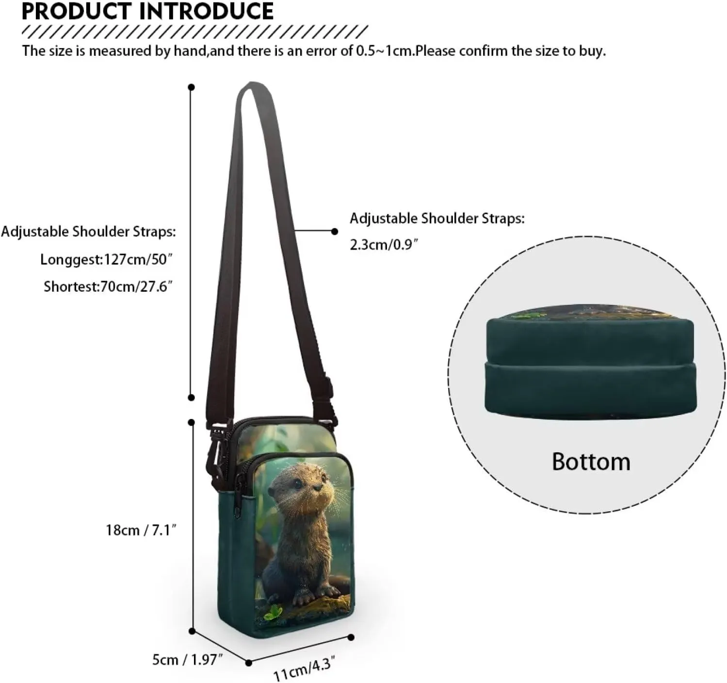 TODIYADDU Cute River Otter Shoulder Bag for Women Men Novelty Crossbody Sling Bag with Adjustable Strap Small Cell Phone Purse Holder Wallet Portable Handbags Everyday Bags Nice Gifts-1