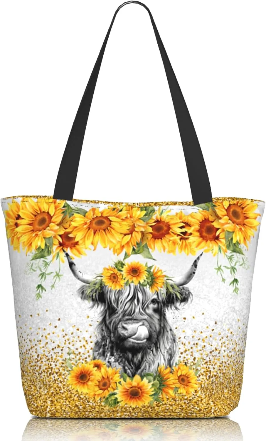 Tote Bag for Women Large Shoulder Bag with Zipper Pockets Stylish Print Handbags for Work Travel Shopping