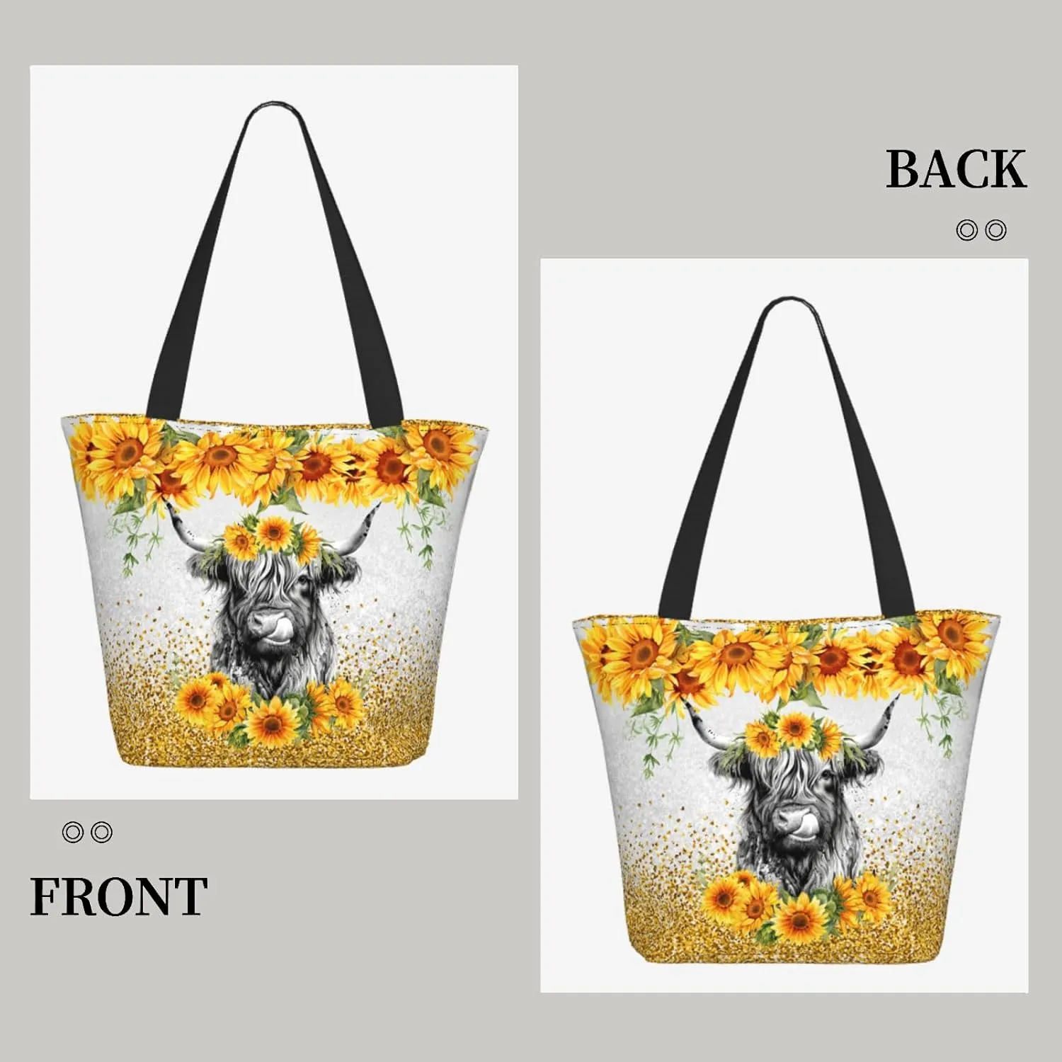 Tote Bag for Women Large Shoulder Bag with Zipper Pockets Stylish Print Handbags for Work Travel Shopping