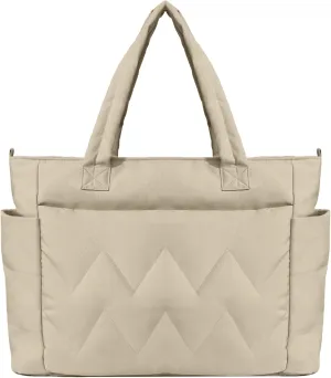Tote Bag for Women, Lightweight Puffy Tote Bag with Compartments, Large Quilted Shoulder Bag with Zipper