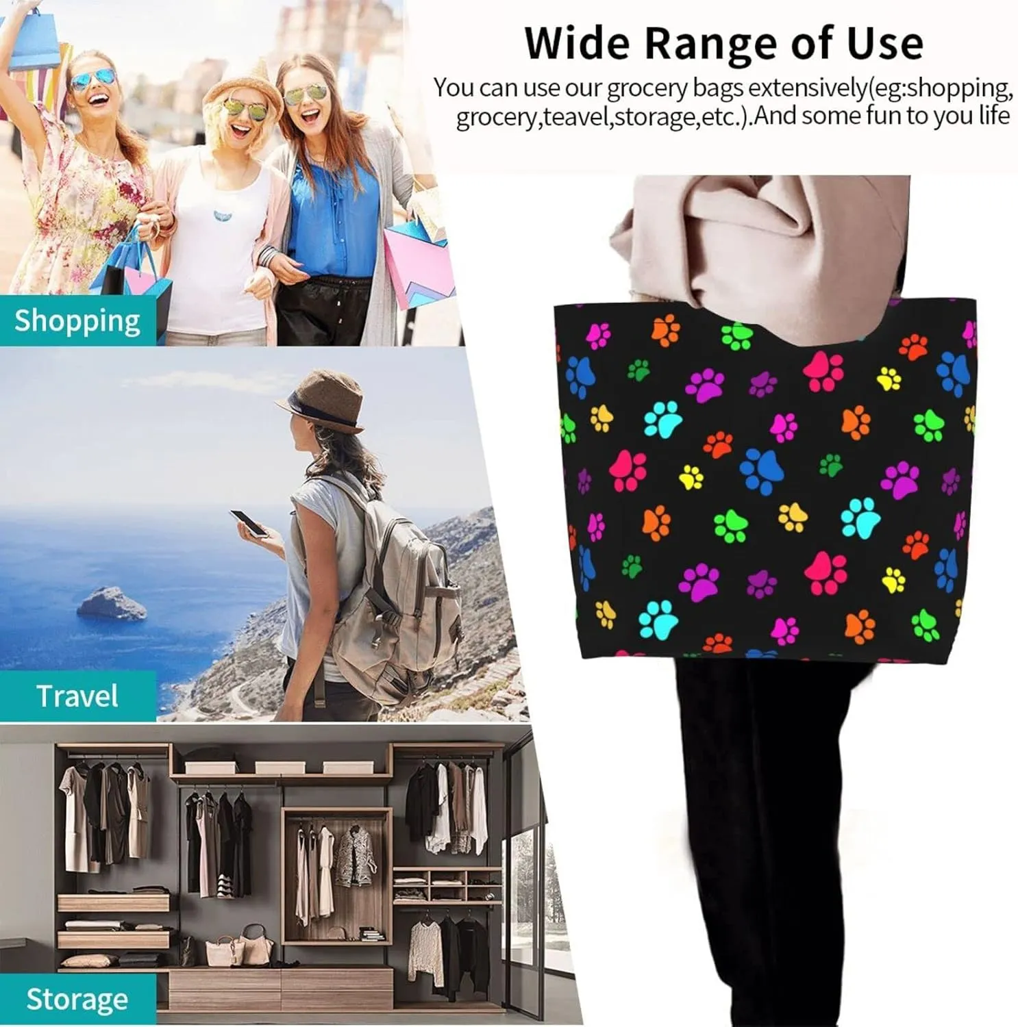 Tote Bag for Women,Large Beach Bag Reusable Grocery Bags Casual Shoulder Bag Handbags for Shopping Travel Work