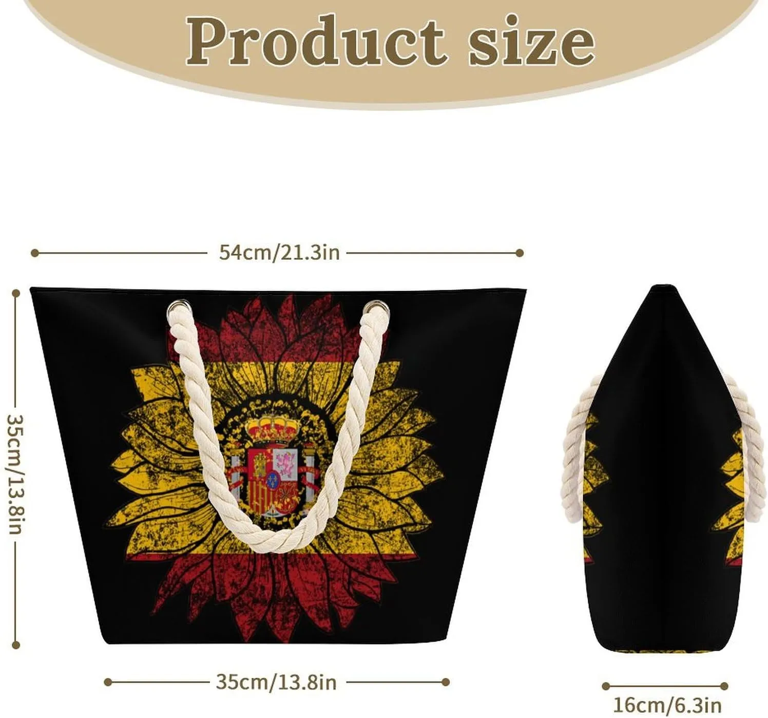 Tote Bag Large Handles Beach Bag with Zipper for Shopping Groceries Travel Outdoors Swim Pool Bag