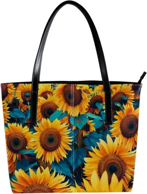 Tote Bag, Large Tote Bags for Women, Tote Bag with Zipper, Sunflower, Womens Tote Bag