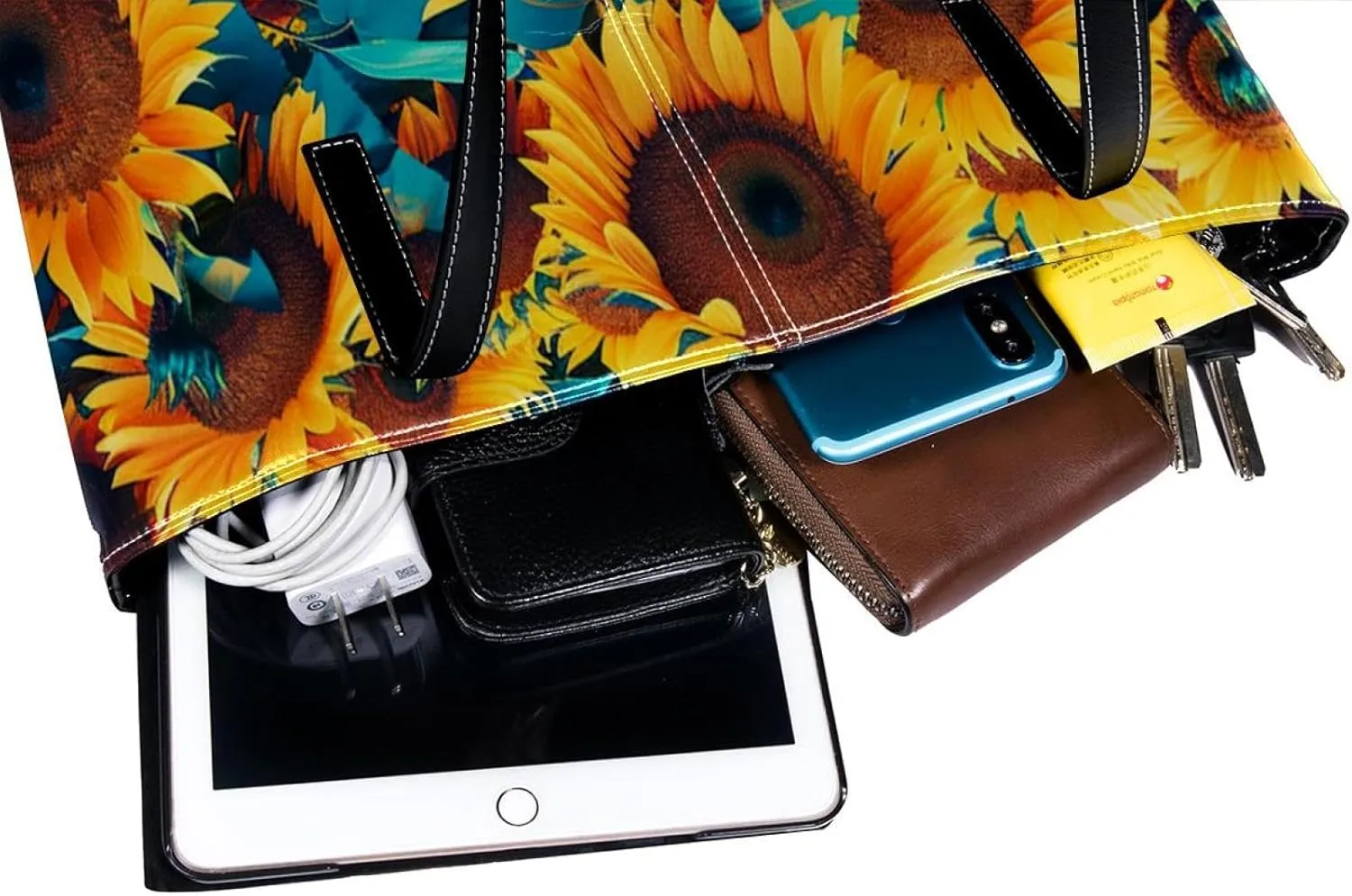 Tote Bag, Large Tote Bags for Women, Tote Bag with Zipper, Sunflower, Womens Tote Bag