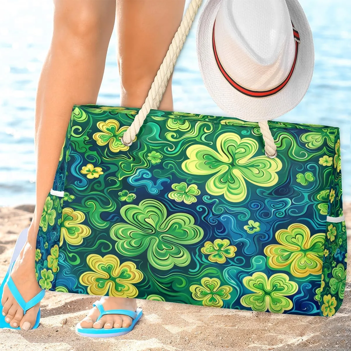 Tote Beach Bag for Women Large Zipper Beach Bags Waterproof Sandproof Gym Swim Pool Travel Bag