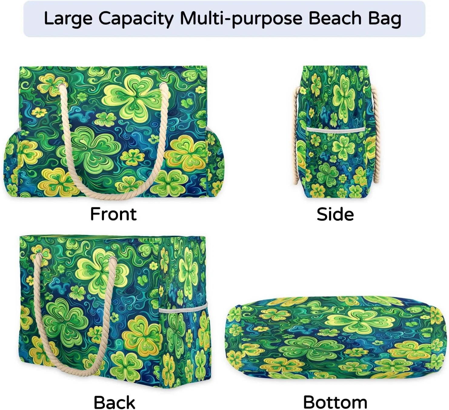 Tote Beach Bag for Women Large Zipper Beach Bags Waterproof Sandproof Gym Swim Pool Travel Bag