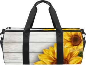Travel Bag,Mens Gym Bag,Womens Gym Bag,Wood and Sunflower,Sports Bag
