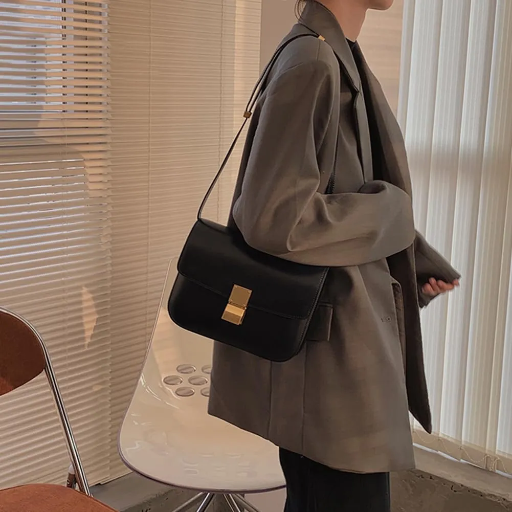 Trendy Square Shoulder Bags, Small Crossbody Purses for Women PU Leather Satchel Handbag Adjustable Strap