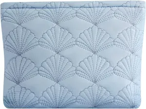 uekeboag White Quilted Cotton Makeup Pouch,Coquette Quilted Toiletry Bag for Women and Girls, Floral Coquette Organizer Bag, Aesthetic Travel Cosmetic Bags(LightBlue Shell)