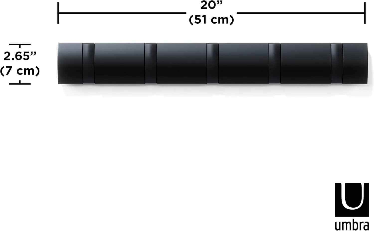 Umbra Flip 5 Hook Wall Mounted Coat Rack, Black