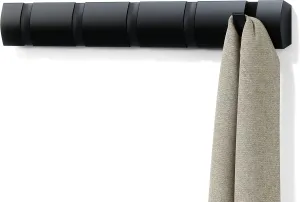 Umbra Flip 5 Hook Wall Mounted Coat Rack, Black