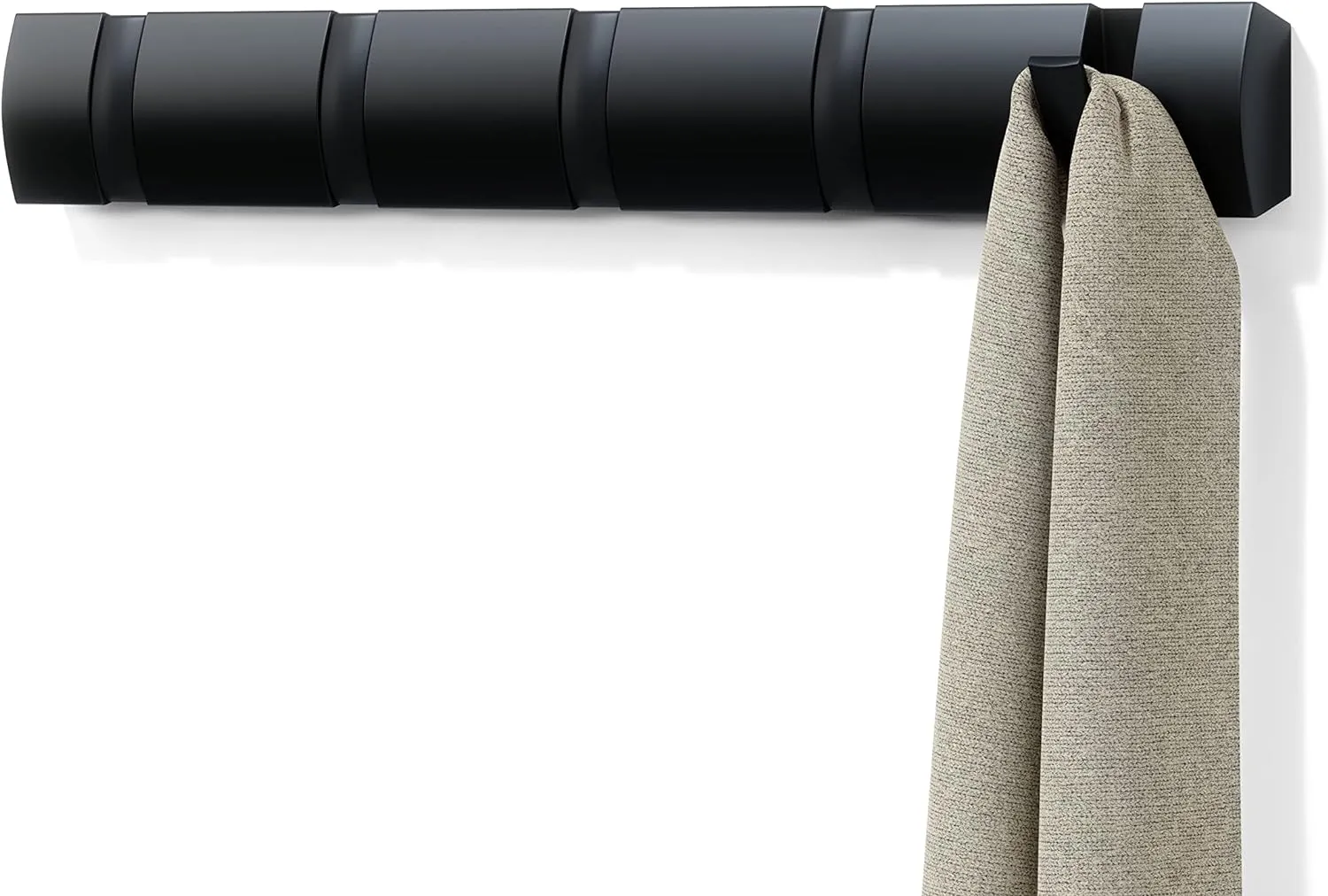 Umbra Flip 5 Hook Wall Mounted Coat Rack, Black