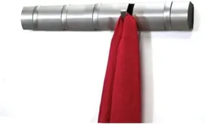 Umbra Flip Wall Mounted Floating Rack – Modern, Sleek, Space-Saving Hanger with Retractable Hooks to Hang Coats, Scarves, Purses and More, 5, Nickel