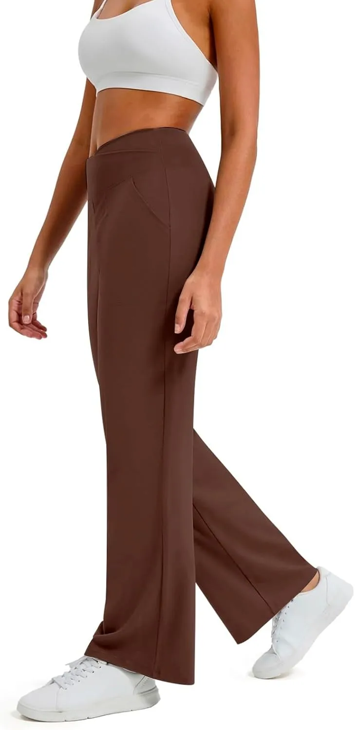 UQRZAU Wide Leg Pants for Women Yoga High Waist Sweatpants with Pockets Stretch Comfy Workout Sports