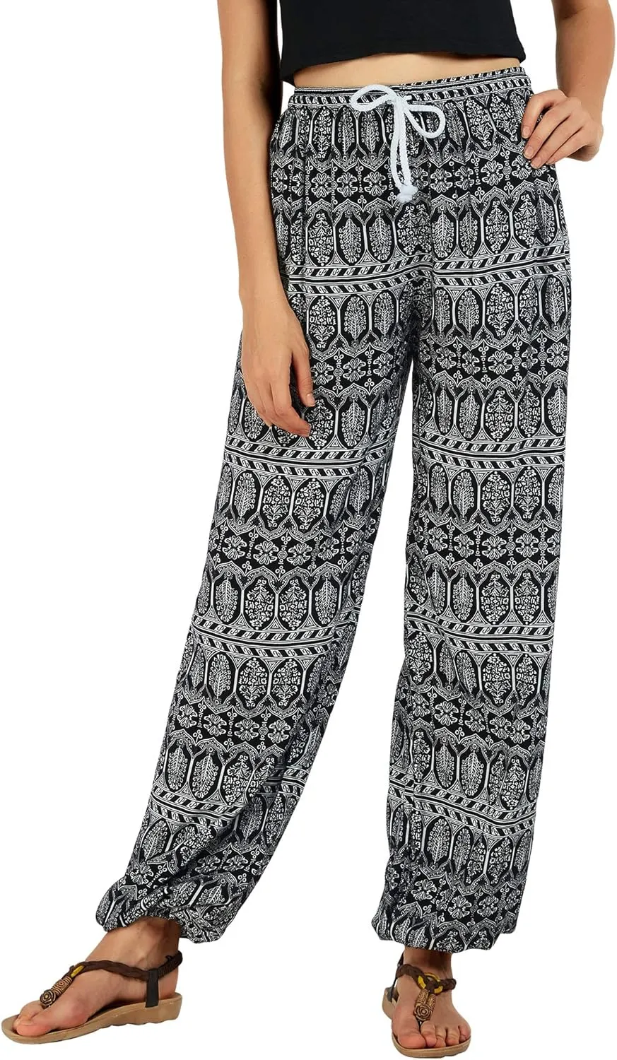 Urban CoCo Women's Floral Print Summer Boho Pants Harem Beach Vacation Pants