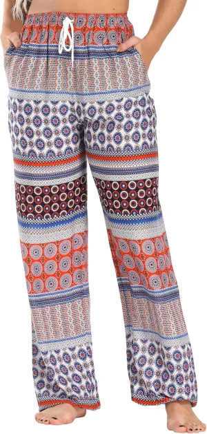 Urban CoCo Women's Floral Print Summer Boho Pants Harem Beach Vacation Pants