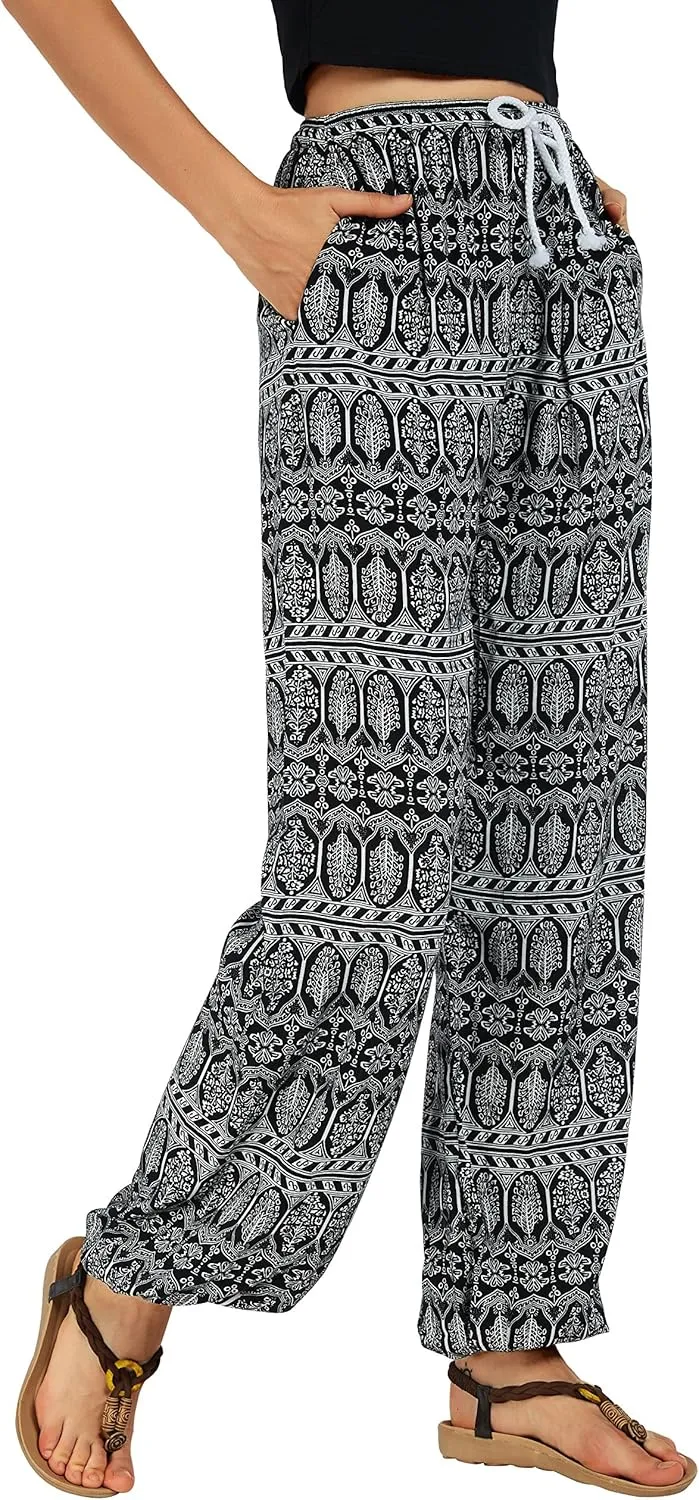 Urban CoCo Women's Floral Print Summer Boho Pants Harem Beach Vacation Pants