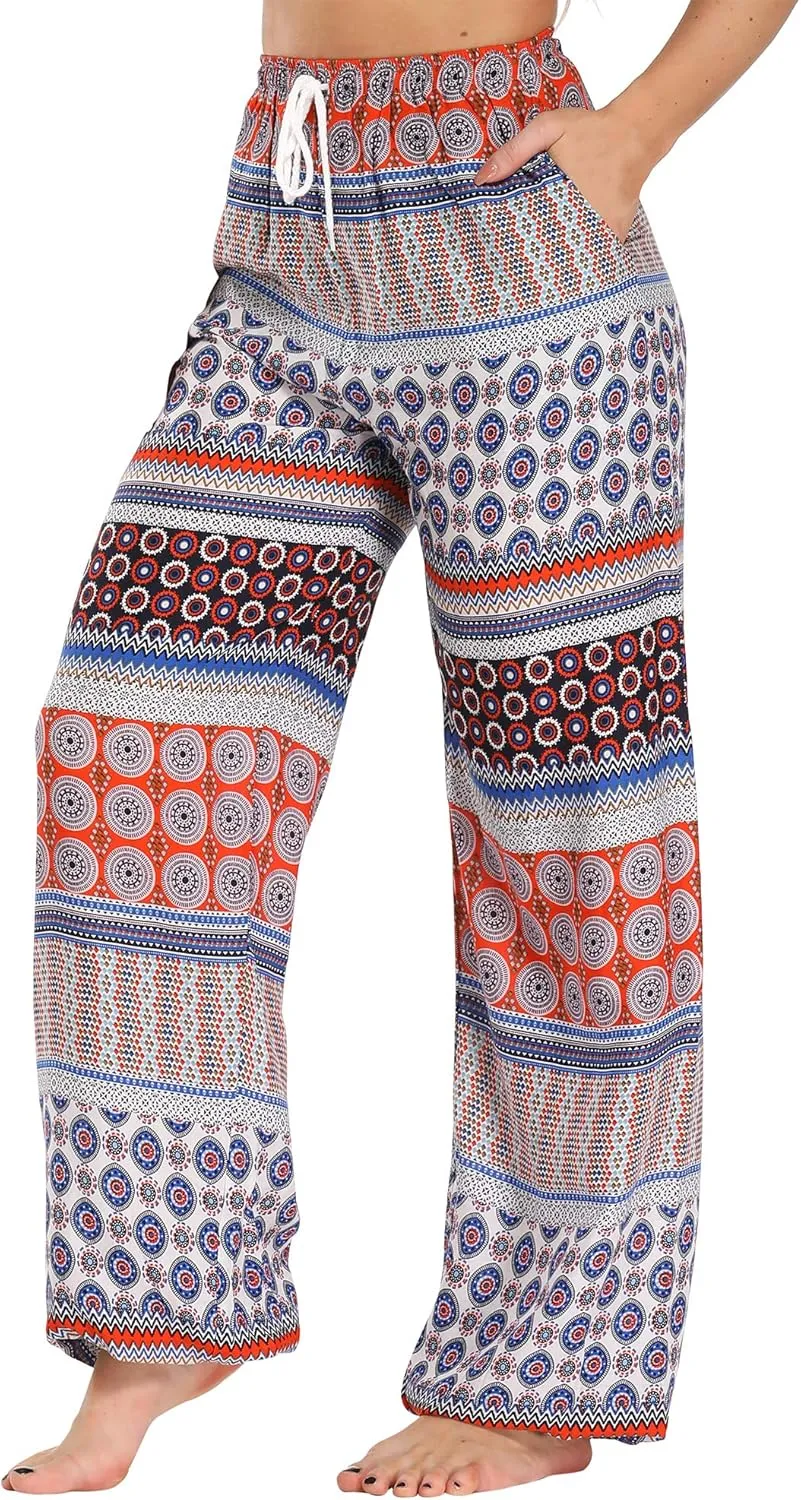 Urban CoCo Women's Floral Print Summer Boho Pants Harem Beach Vacation Pants