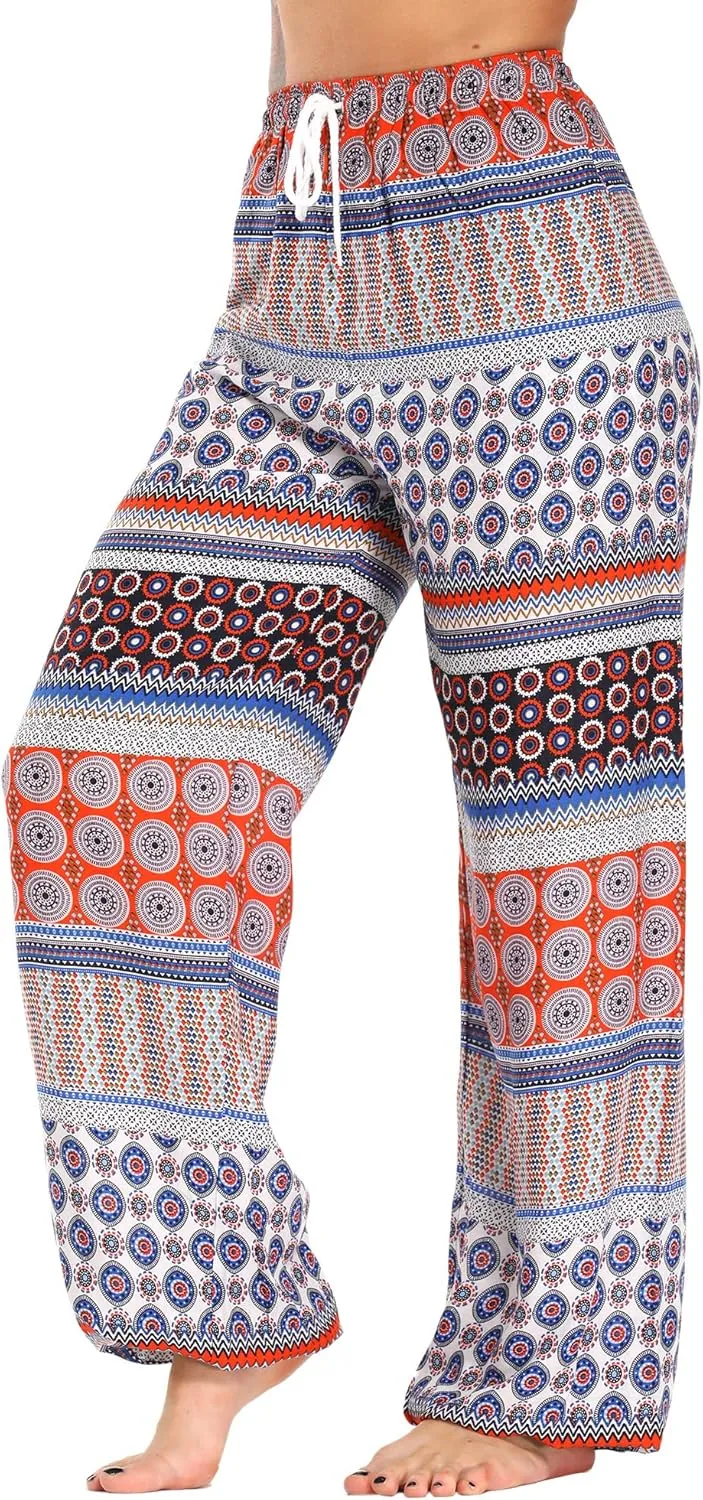 Urban CoCo Women's Floral Print Summer Boho Pants Harem Beach Vacation Pants