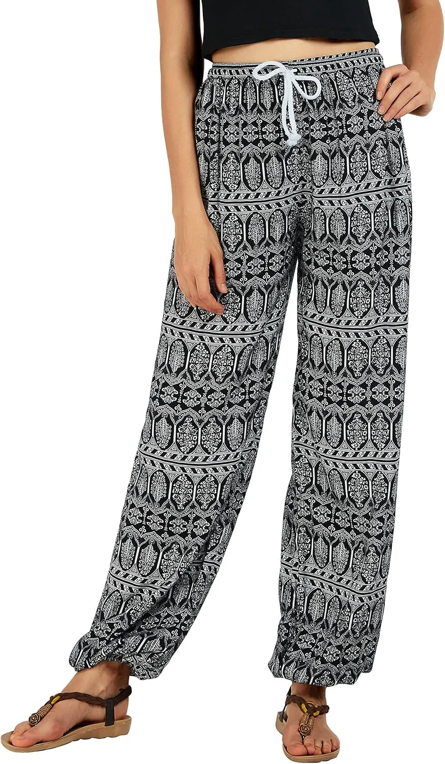 Urban CoCo Women's Floral Print Summer Boho Pants Harem Beach Vacation Pants