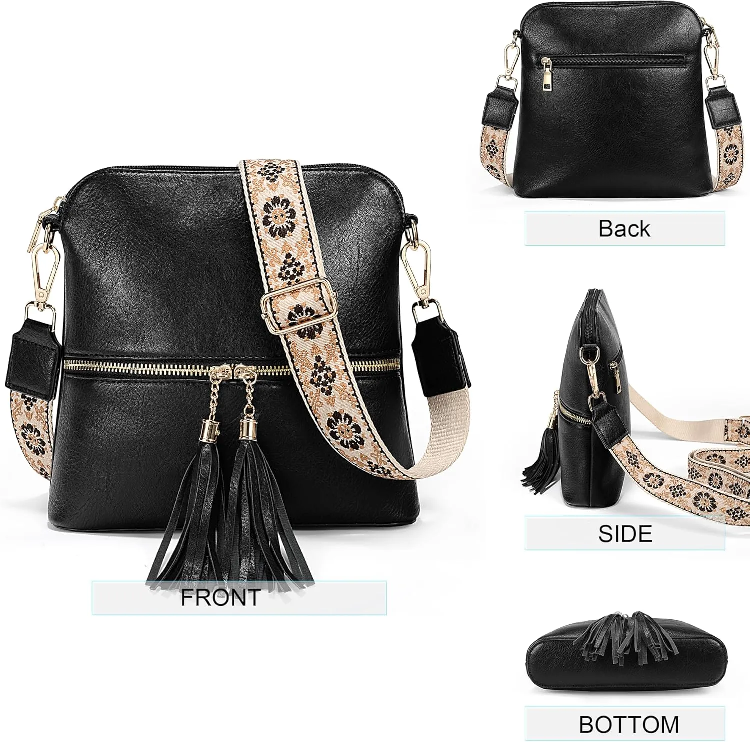 UTO Crossbody Bags for Women Trendy Leather Designer Cell Phone Multi Pocket Cross Body Purses Shoulder Handbag Ladies