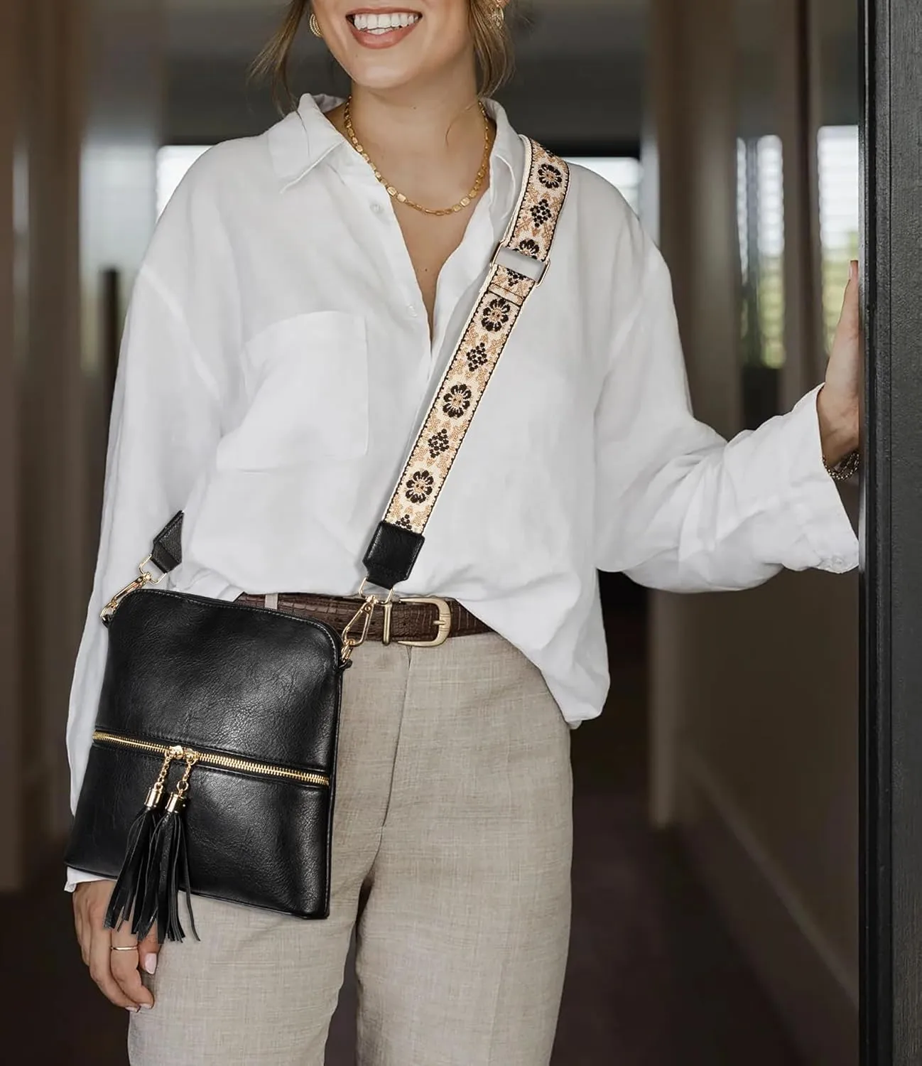 UTO Crossbody Bags for Women Trendy Leather Designer Cell Phone Multi Pocket Cross Body Purses Shoulder Handbag Ladies
