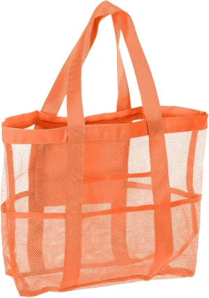 uxcell Mesh Beach Tote Bag, 1Pcs 17" x 13" x 5" Upgraded Beach Towel Bags, Waterproof Pool Bag for Beach Vacation and Travel Daily (Orange)