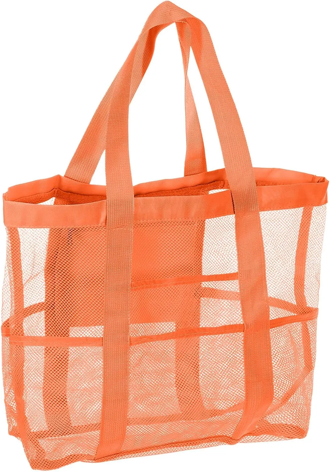 uxcell Mesh Beach Tote Bag, 1Pcs 17" x 13" x 5" Upgraded Beach Towel Bags, Waterproof Pool Bag for Beach Vacation and Travel Daily (Orange)