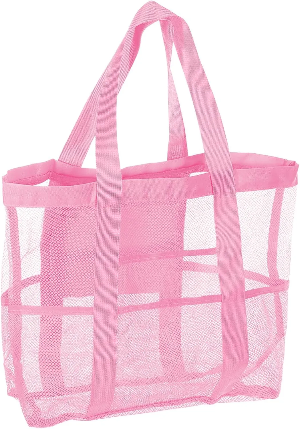 uxcell Mesh Beach Tote Bag, 1Pcs 17" x 13" x 5" Upgraded Beach Towel Bags, Waterproof Pool Bag for Beach Vacation and Travel Daily (Pink)