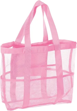 uxcell Mesh Beach Tote Bag, 1Pcs 17" x 13" x 5" Upgraded Beach Towel Bags, Waterproof Pool Bag for Beach Vacation and Travel Daily (Pink)