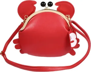VALICLUD Mens Womens Wallet Crab Satchel Handbag Novelty Crab Clasp Clutch Purses Animal Cross Body Bags Shoulder Bag Purse Crab Wallet Purse for Girls Women Mens Womens Wallet