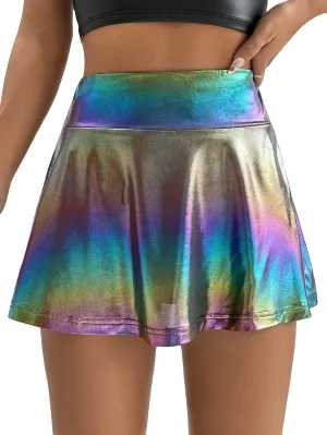 Verdusa Women's Sequin Skirt Metallic High Waist Workout Skorts with Pocket