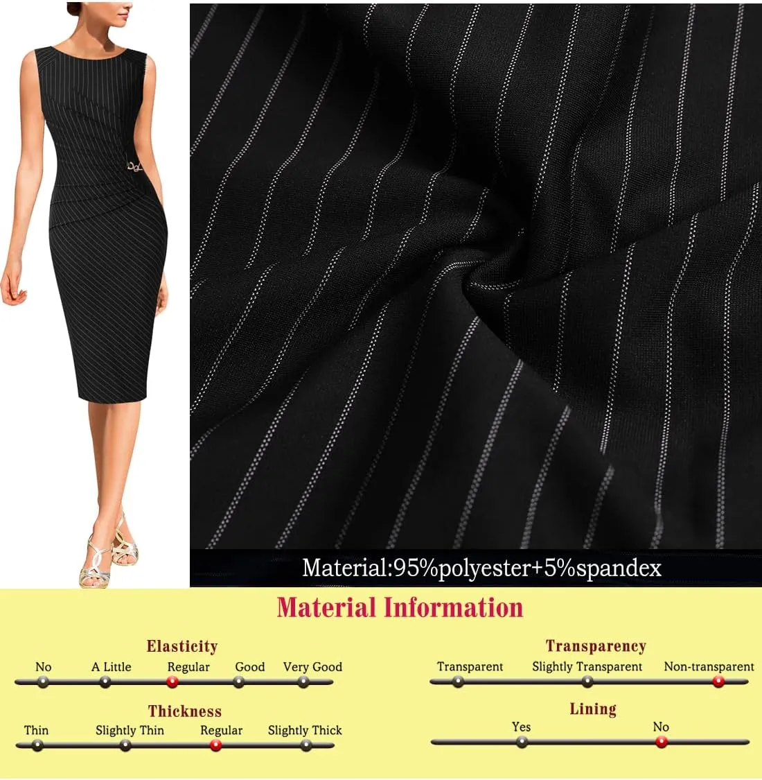 VFSHOW Womens Elegant Ruched Work Business Office Cocktail Party Sheath Dress