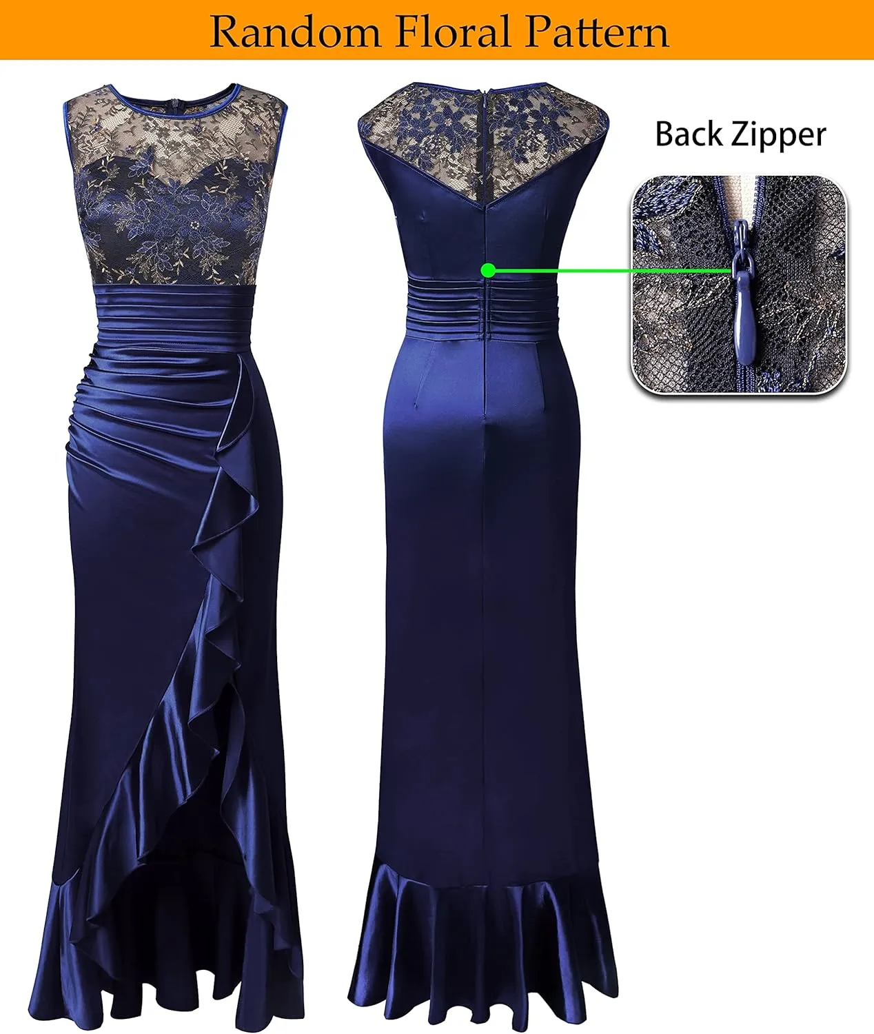 VFSHOW Womens Prom Illusion Sweetheart Formal Maxi Dress Cocktail Patchwork Ruched Ruffle High Split Evening Long Gown