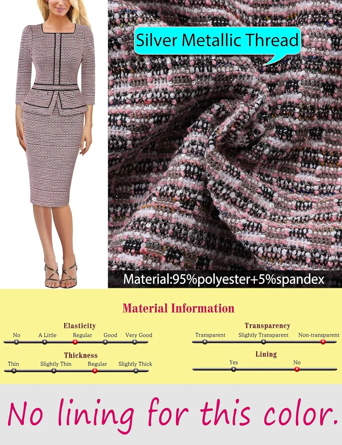 VFSHOW Womens Square Neck Buttons Peplum Cocktail Party Work Office Business Bodycon Pencil Dress