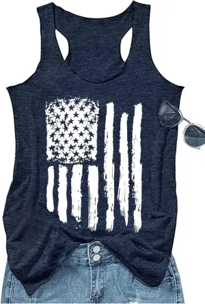 Vintage Mandala Graphic Tank Tops for Women Summer Beach Graphic Loose Tanks Vest USA Flag Vacation Racerback Tank Cami