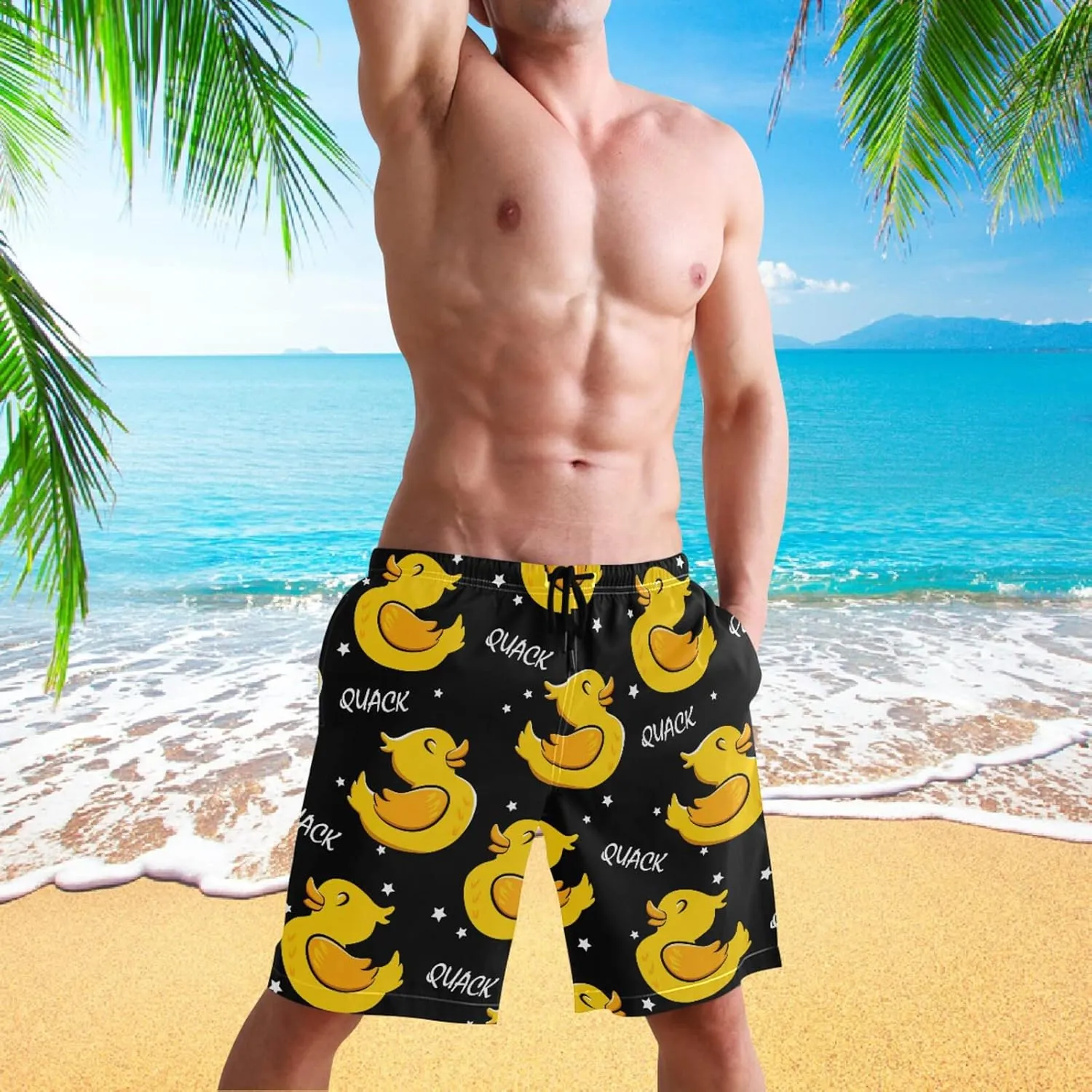 visesunny Stylish Mens Swim Trunks Quick Dry Beachwear Sports Running Swim Board Shorts Bathing Suits Mesh Lining