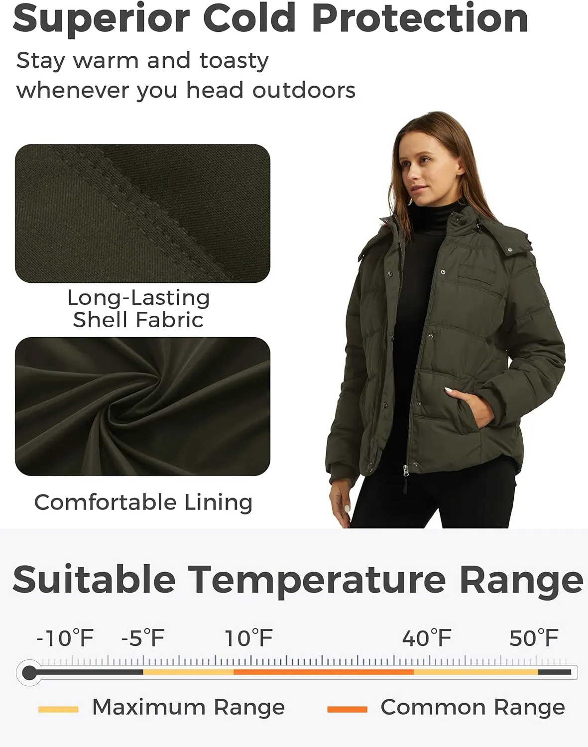 Wantdo Women's Hooded Warm Winter Coat Quilted Thicken Puffer Jacket with Removable Hood
