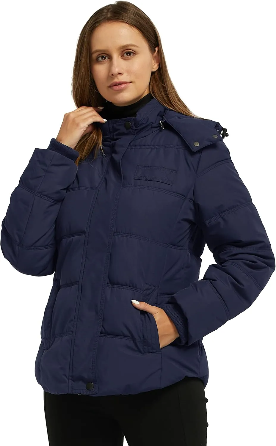 Wantdo Women's Hooded Warm Winter Coat Quilted Thicken Puffer Jacket with Removable Hood