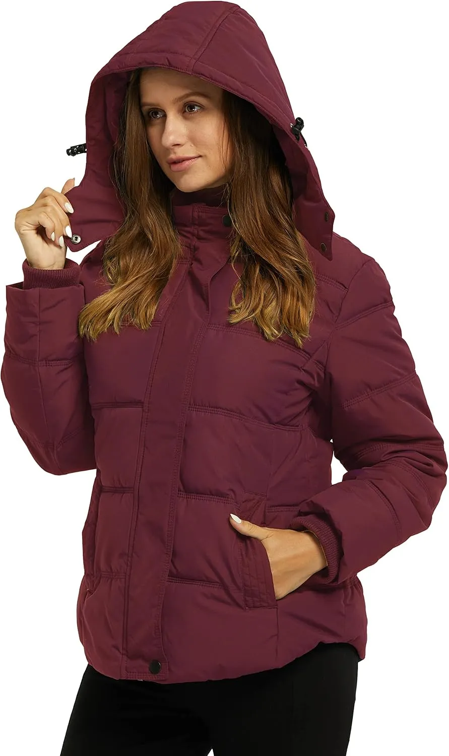 Wantdo Women's Hooded Warm Winter Coat Quilted Thicken Puffer Jacket with Removable Hood
