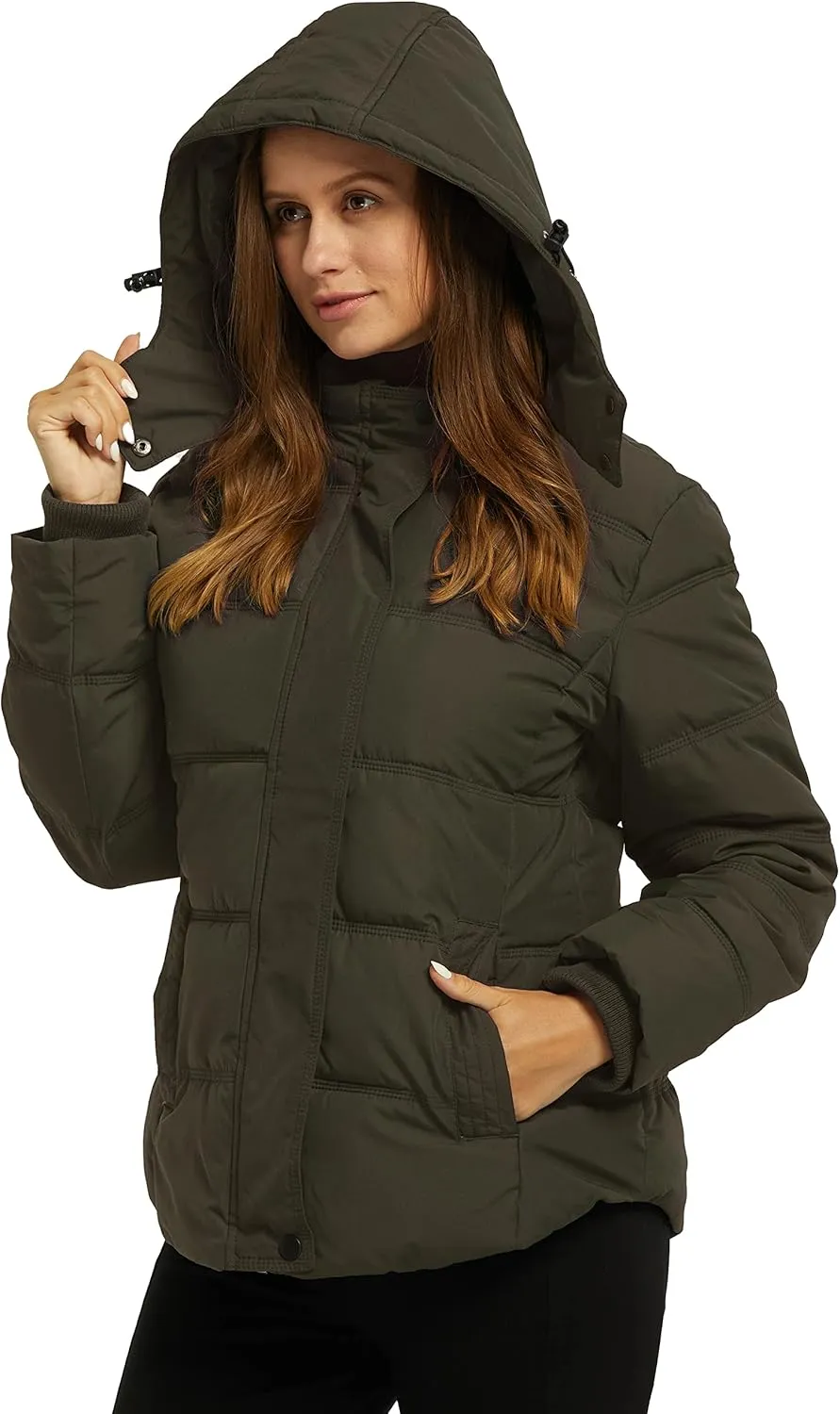 Wantdo Women's Hooded Warm Winter Coat Quilted Thicken Puffer Jacket with Removable Hood