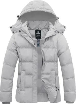 Wantdo Women's Hooded Warm Winter Coat Quilted Thicken Puffer Jacket with Removable Hood