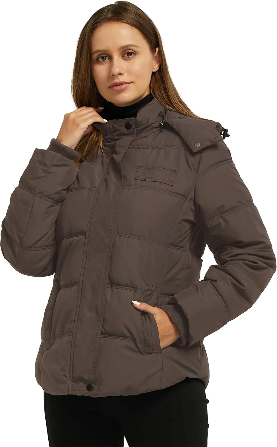 Wantdo Women's Hooded Warm Winter Coat Quilted Thicken Puffer Jacket with Removable Hood