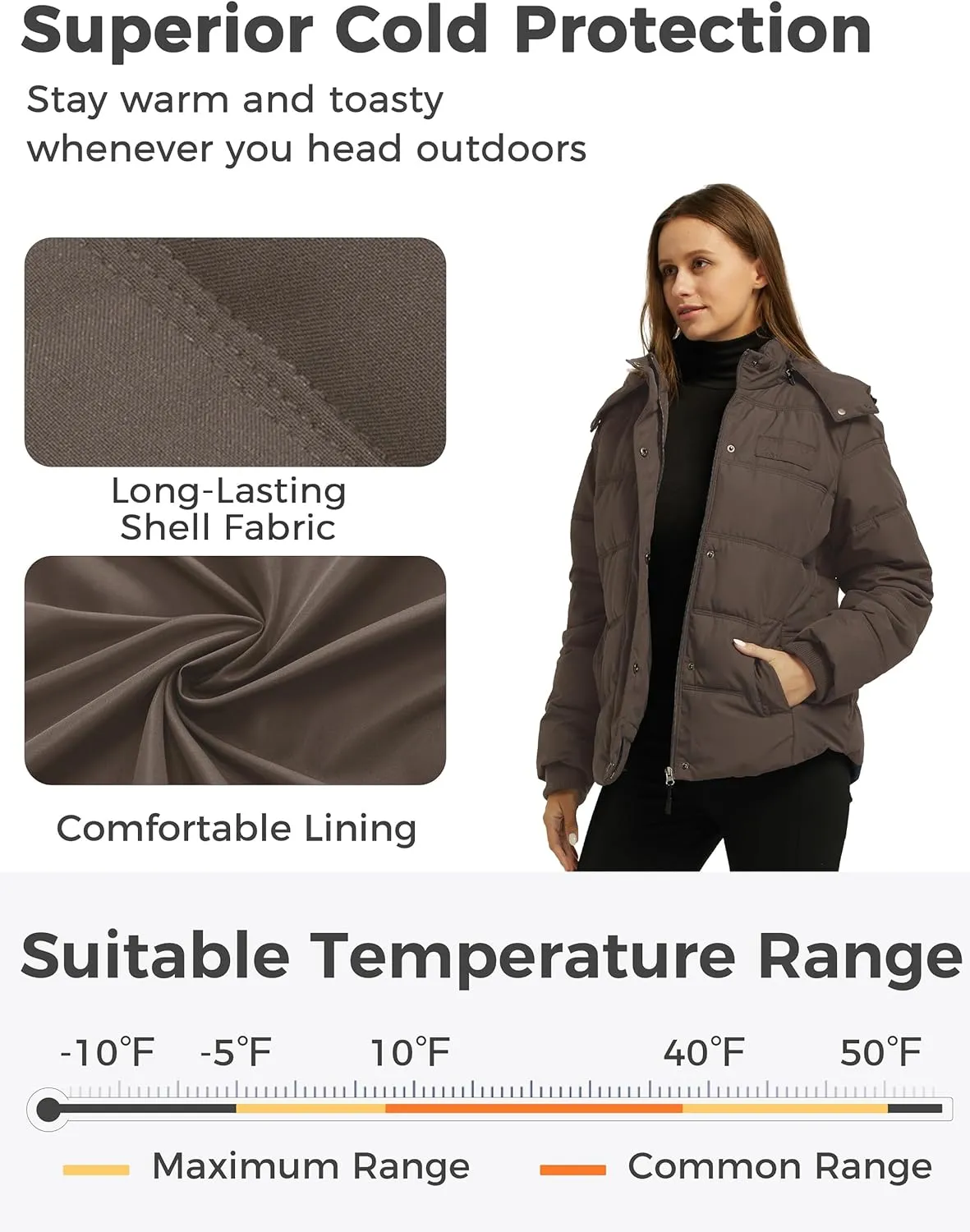 Wantdo Women's Hooded Warm Winter Coat Quilted Thicken Puffer Jacket with Removable Hood