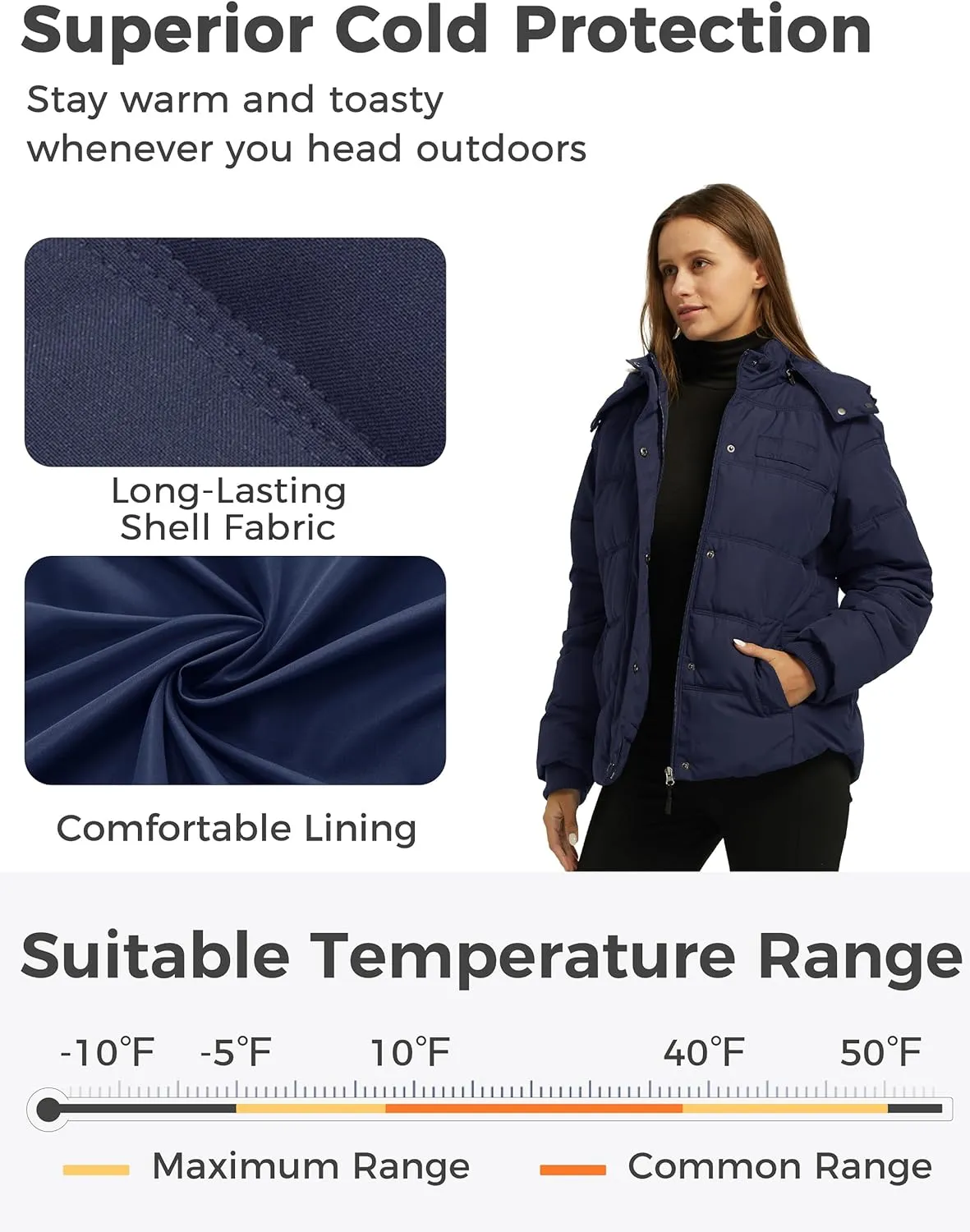 Wantdo Women's Hooded Warm Winter Coat Quilted Thicken Puffer Jacket with Removable Hood