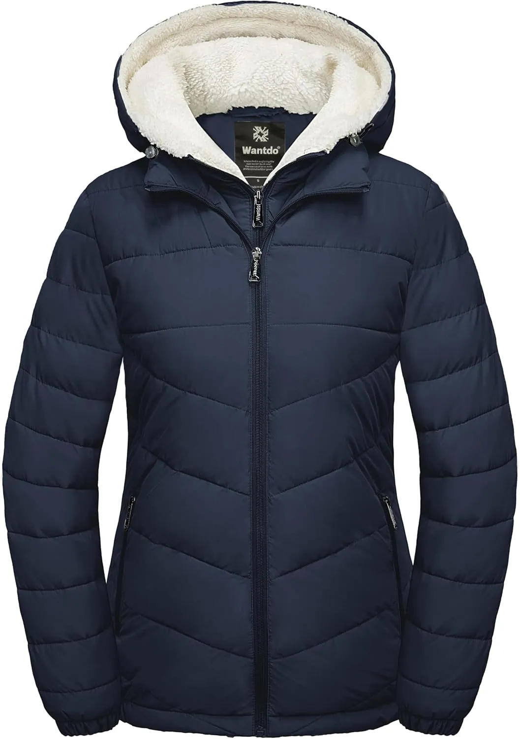 wantdo Women's Quilted Winter Coats Hooded Warm Puffer Jacket with Fleece Hood