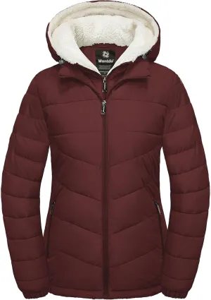 wantdo Women's Quilted Winter Coats Hooded Warm Puffer Jacket with Fleece Hood