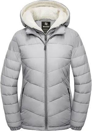 wantdo Women's Quilted Winter Coats Hooded Warm Puffer Jacket with Fleece Hood