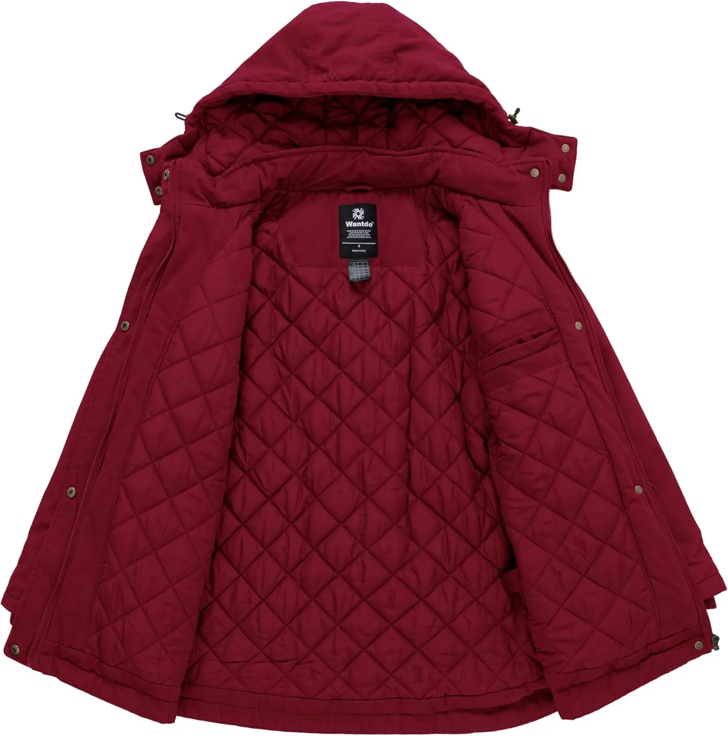 wantdo Women's Winter Thicken Jacket Cotton Coat with Removable Hood
